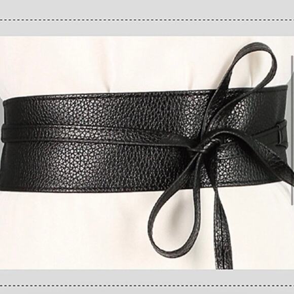 2/$30 Belt Wrap Around Waist Classic Black Belt Boho Gypsy Cinched Faux Leather - Picture 4 of 7